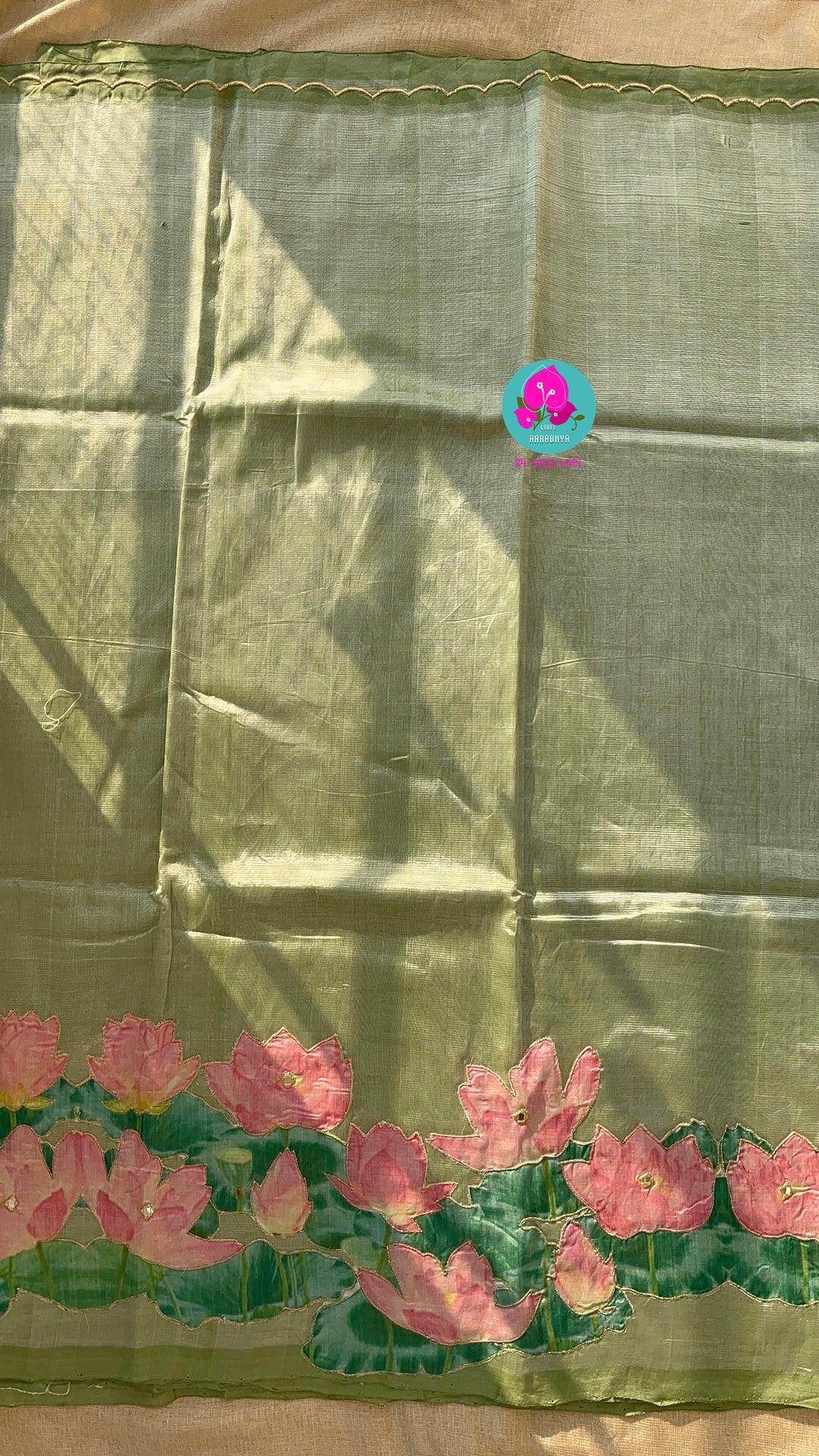 Pure Mangalagiri Saree with Applique work paired with blouse
