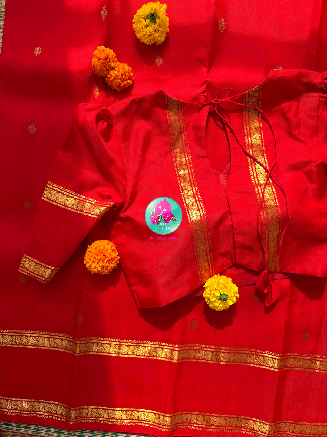 Radiant Crimson Splendor: Pure Kanchipattu Handloom Red Saree with Designer Patterned Blouse