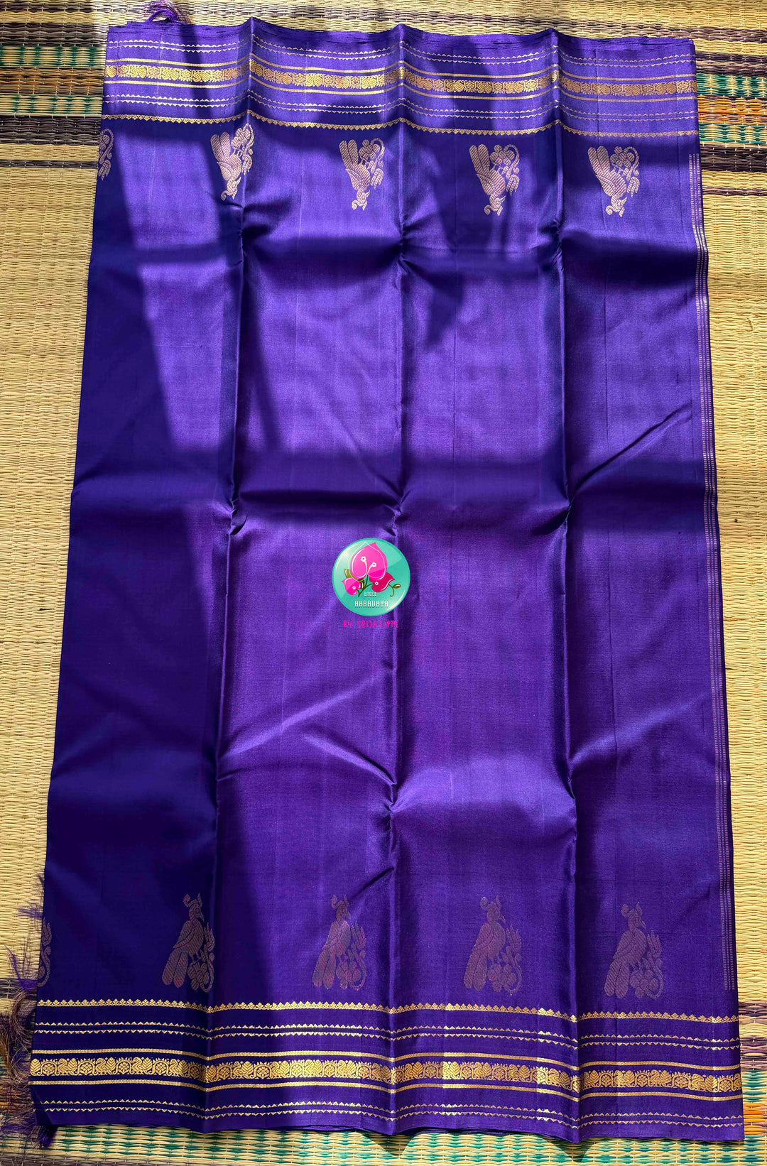 Royal Violet Splendor: Pure Purple Kanchipattu Silk Saree & Patterned Blouse