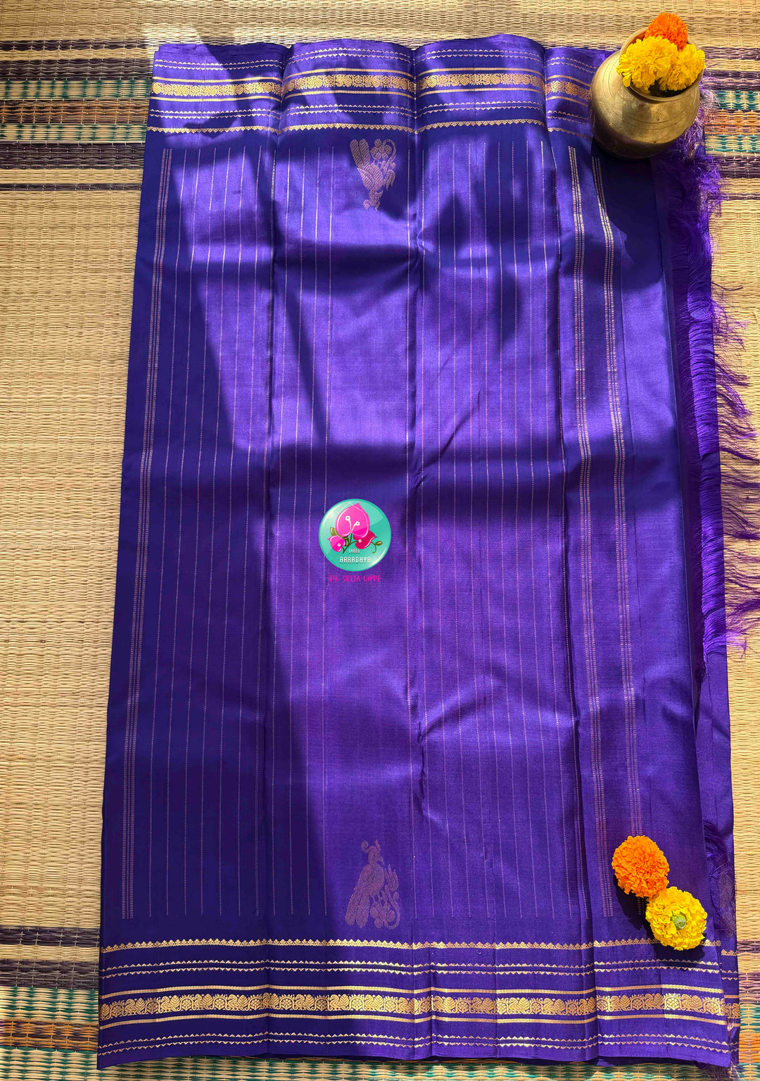 Royal Violet Splendor: Pure Purple Kanchipattu Silk Saree & Patterned Blouse