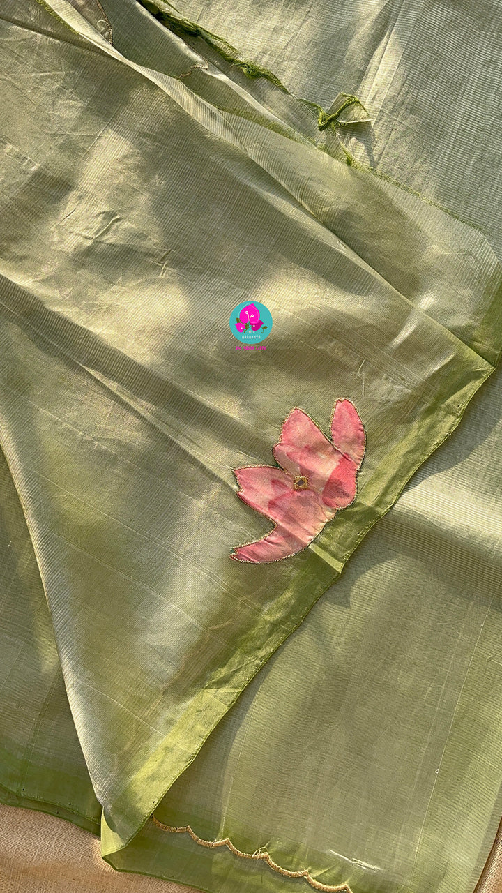 Pure Mangalagiri Saree with Applique work paired with blouse