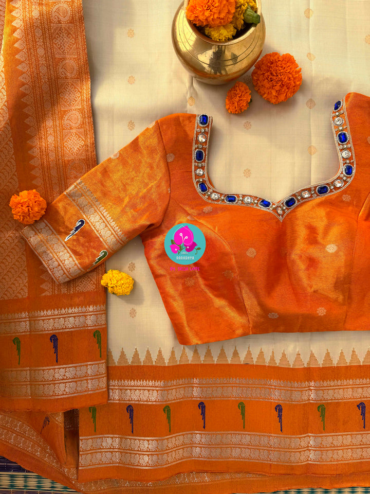 Ivory Sands & Copper Sunsets: Pure Tissue Gadwal with Muniya Grandeur