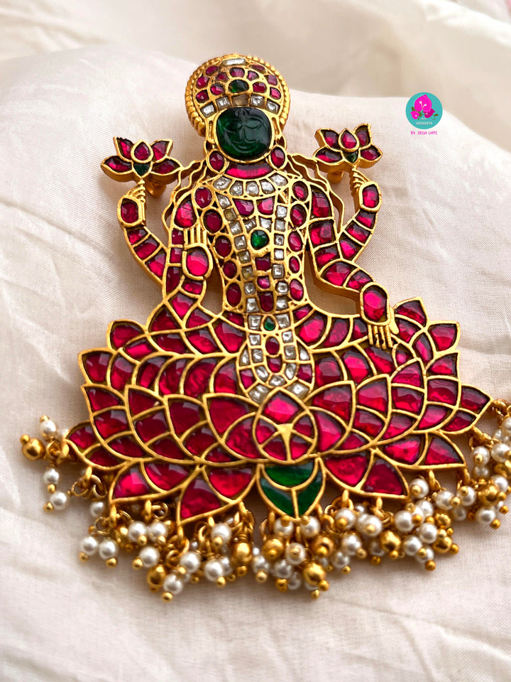 Antique Real Jadau Kundan Divine Lakshmi Devi Pendant