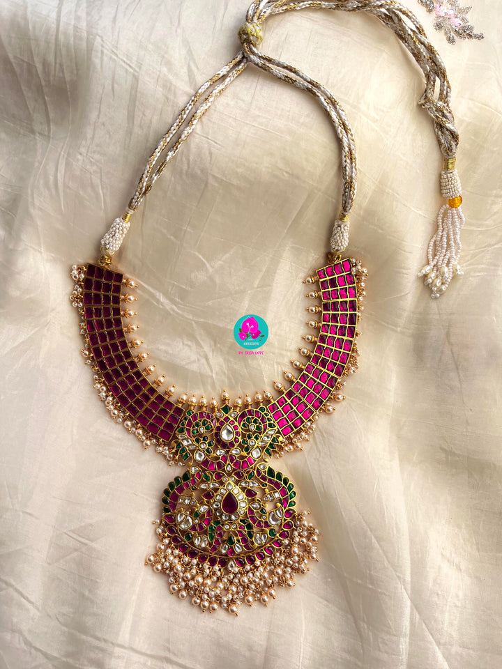 Jadau Kundan Heavy Necklace with 22K genuine gold plating on a premium alloy