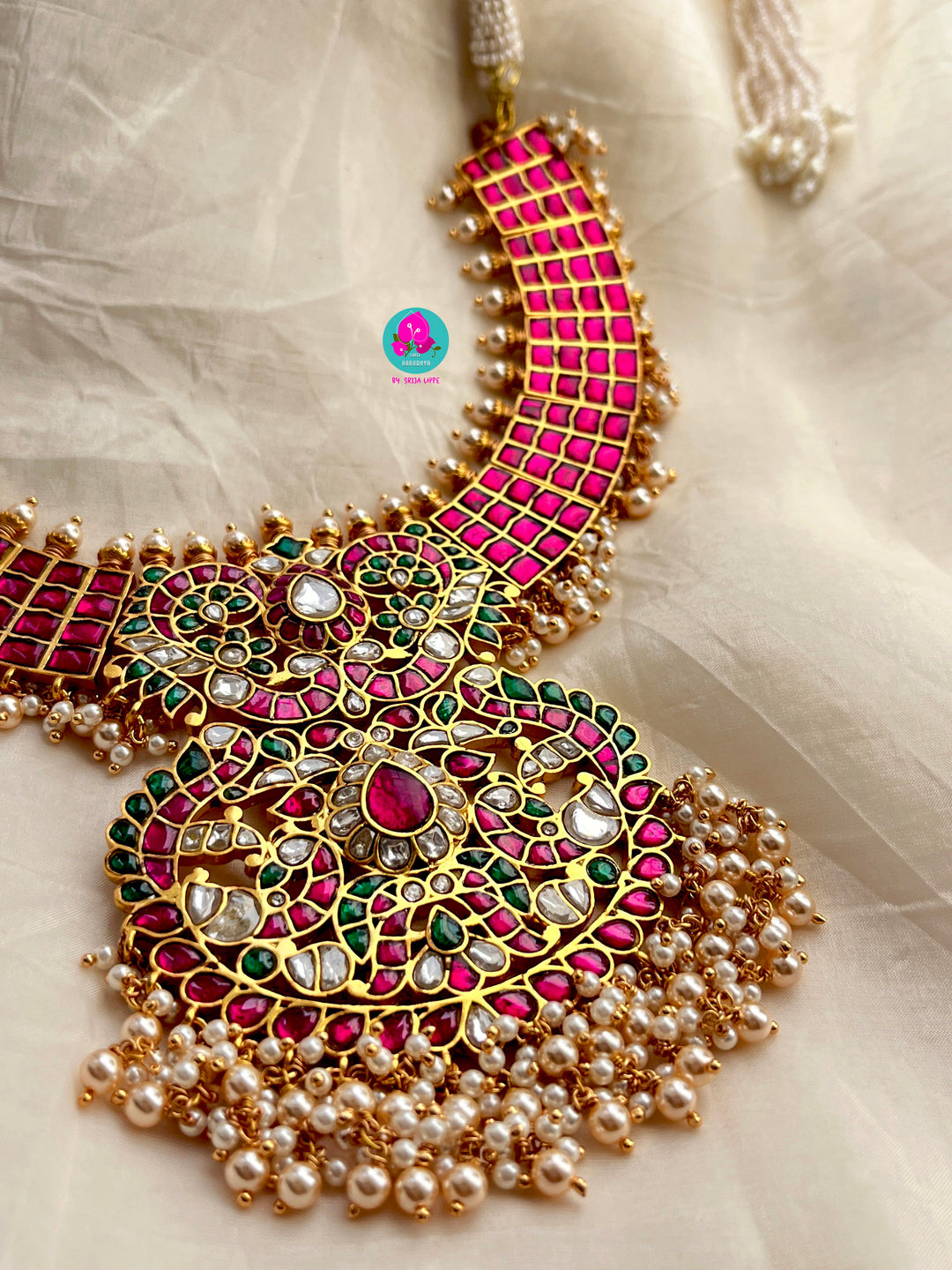 Jadau Kundan Heavy Necklace with 22K genuine gold plating on a premium alloy