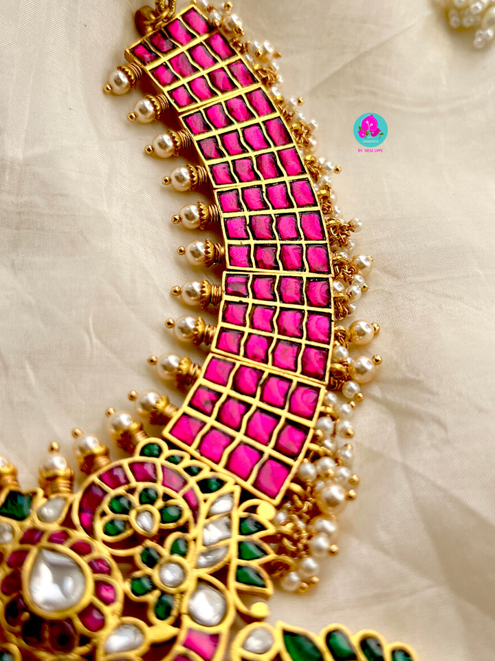 Jadau Kundan Heavy Necklace with 22K genuine gold plating on a premium alloy