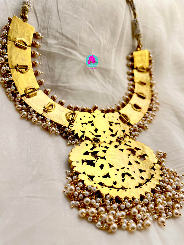 Jadau Kundan Heavy Necklace with 22K genuine gold plating on a premium alloy