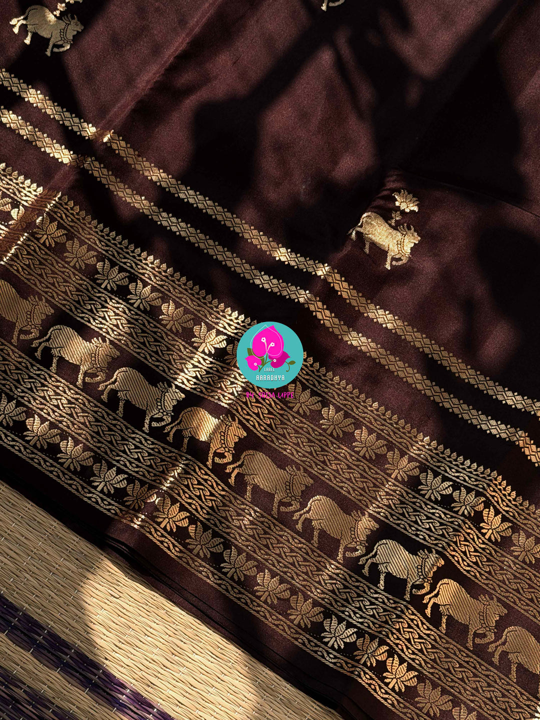 Gilded Earth: Rich Coffee Brown Pure Kanchipuram Silk Saree in Timeless Antique Zari