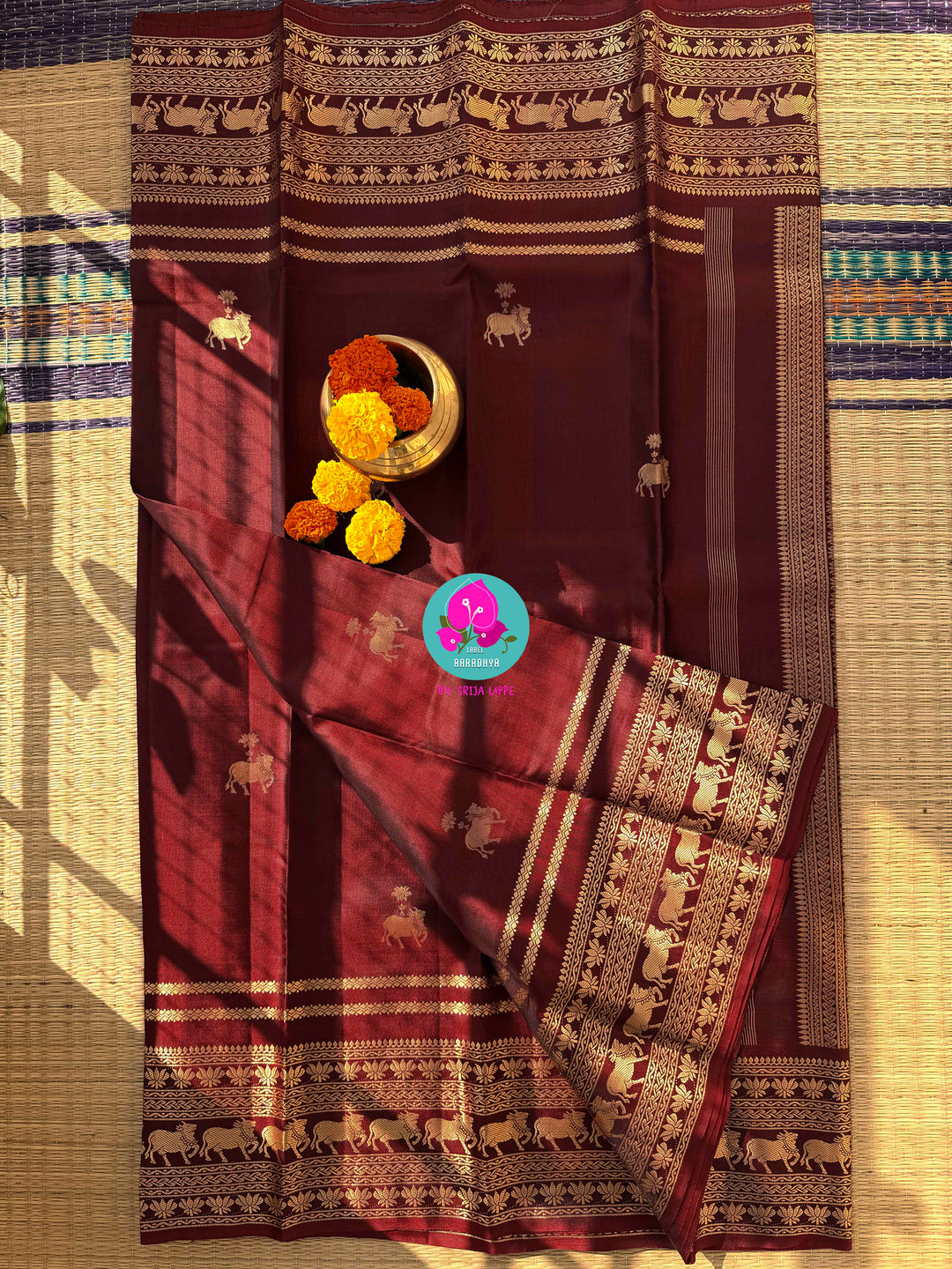 Eternal Elegance: Deep Maroon Pure Kanchi Silk in Soulful Antique Zari