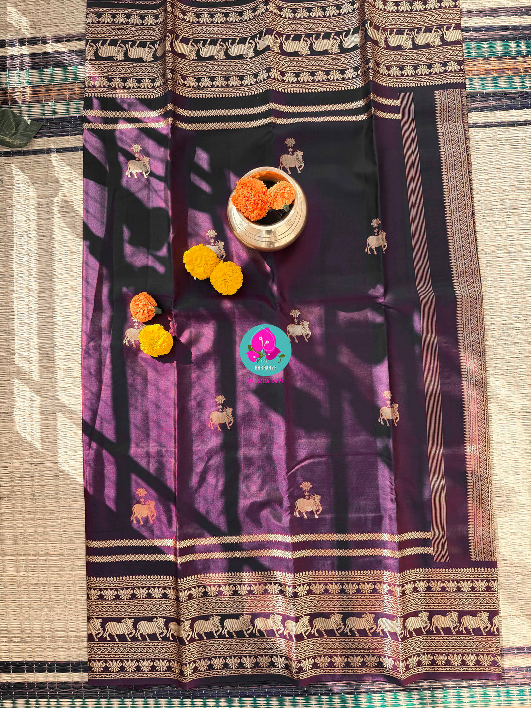 Vintage Majesty: Rich Plum Pure Kanchi Silk Saree in Timeless Antique Zari