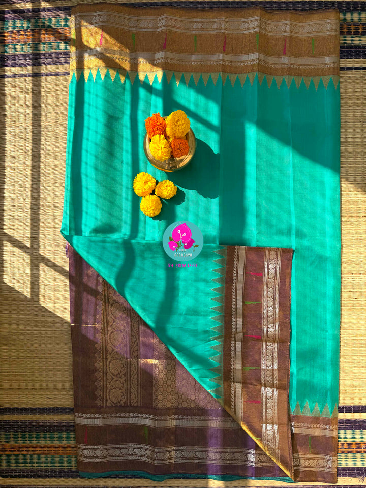 Amethyst & Amber: Deep Plum Pure Tissue Gadwal Saree with Luminous Copper Border and Stone-Encrusted Blouse