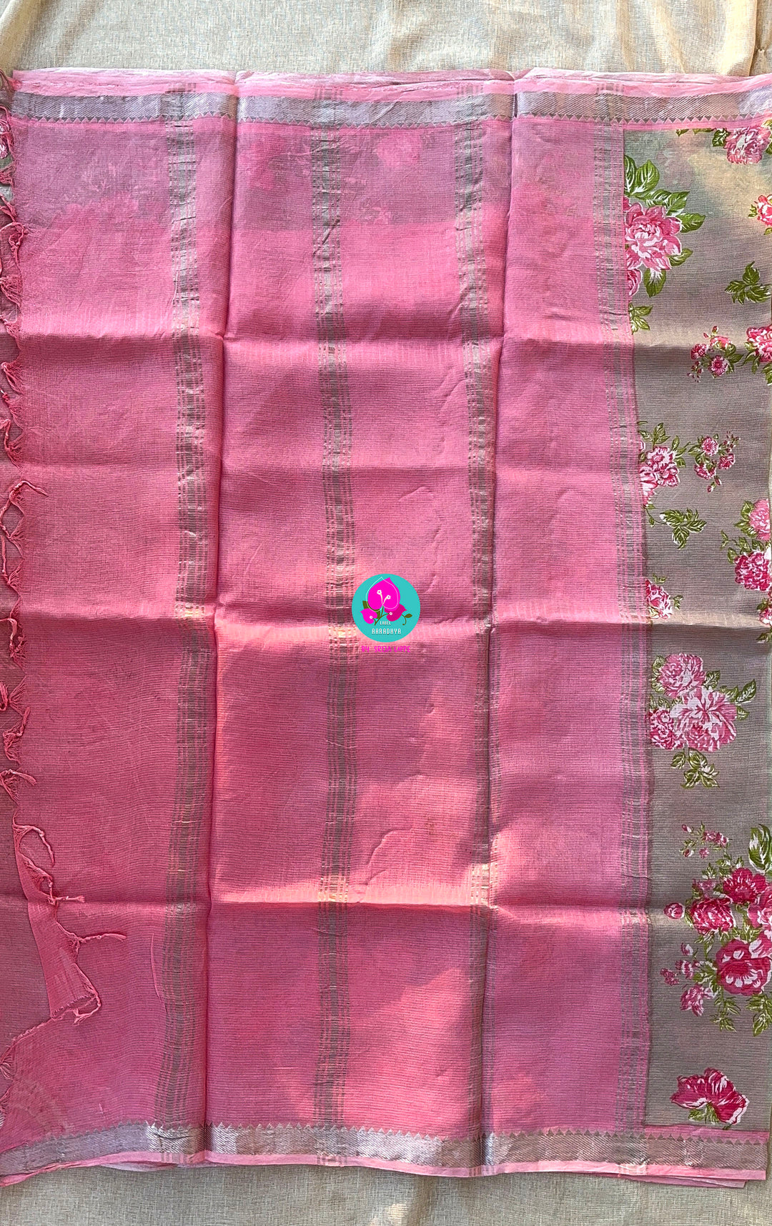 Pure Mangalagiri Saree with Peter Pan Color Blouse