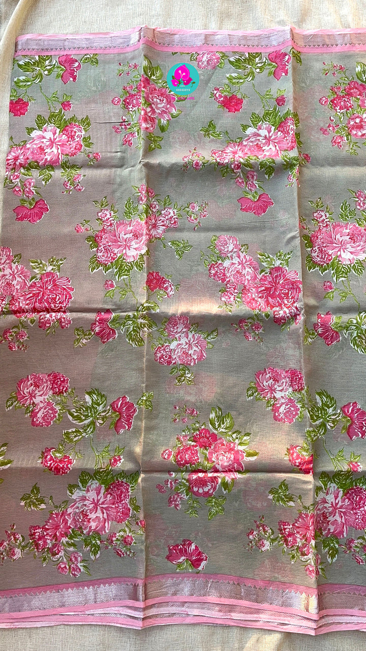 Pure Mangalagiri Saree with Peter Pan Color Blouse