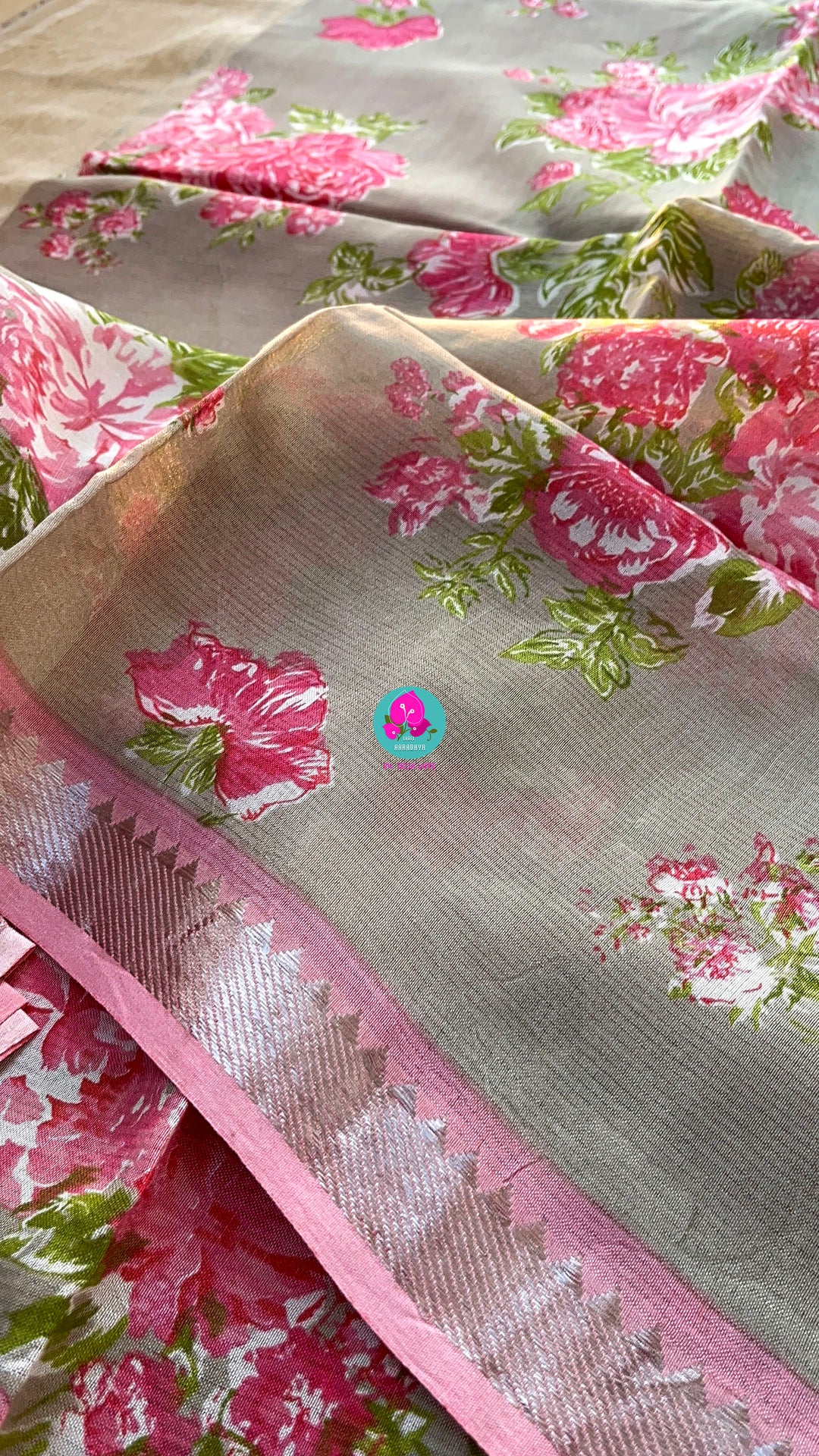 Pure Mangalagiri Saree with Peter Pan Color Blouse