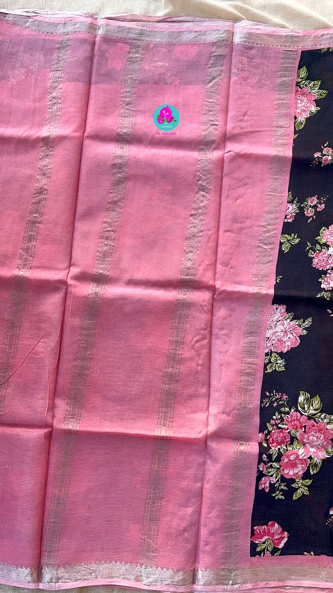 Pure Mangalagiri Saree with Peter Pan Color Blouse