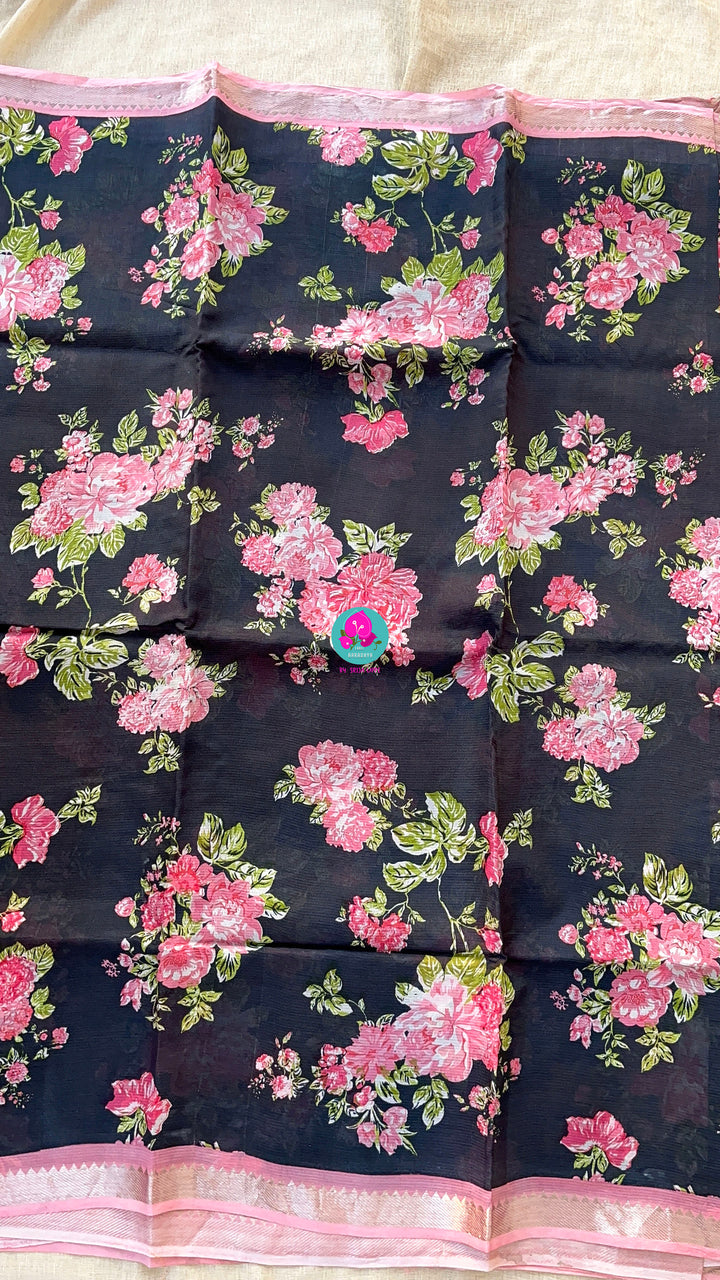 Pure Mangalagiri Saree with Peter Pan Color Blouse