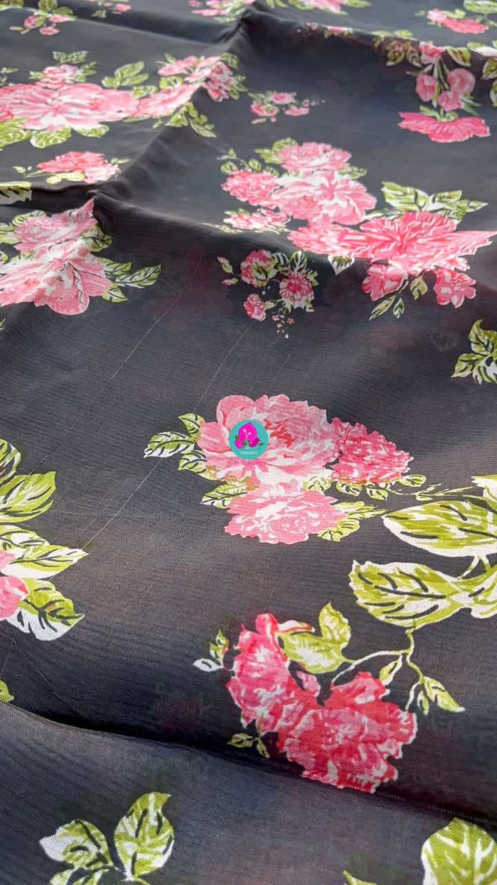 Pure Mangalagiri Saree with Peter Pan Color Blouse