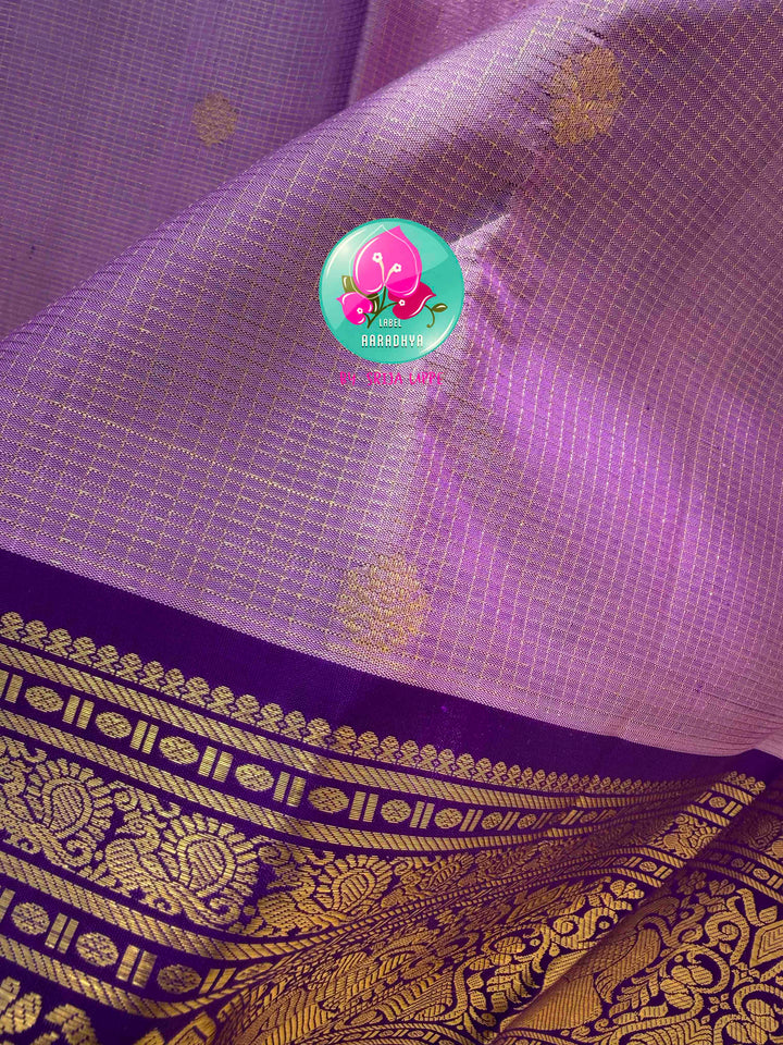 Vintage Romance: Lavender Vaira Oosi Kanchipattu Silk Saree with Imperial Purple Border