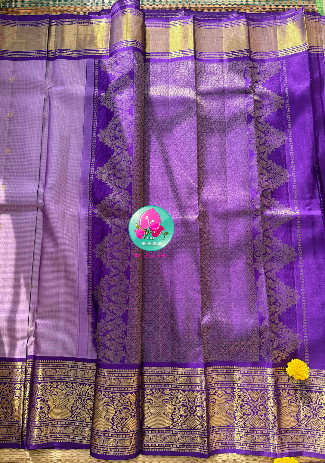 Vintage Romance: Lavender Vaira Oosi Kanchipattu Silk Saree with Imperial Purple Border
