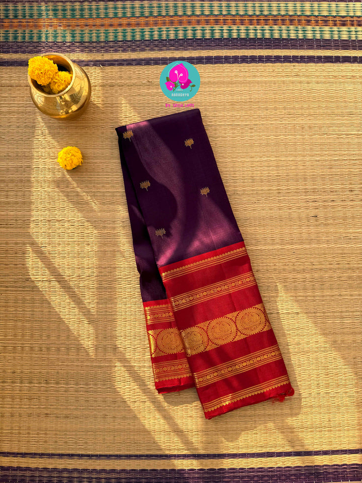 Maroon Bloom Kanchivaram – A Lotus Woven in Gold