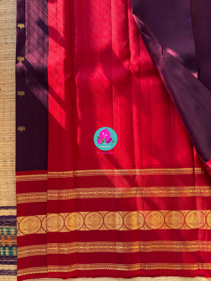 Maroon Bloom Kanchivaram – A Lotus Woven in Gold