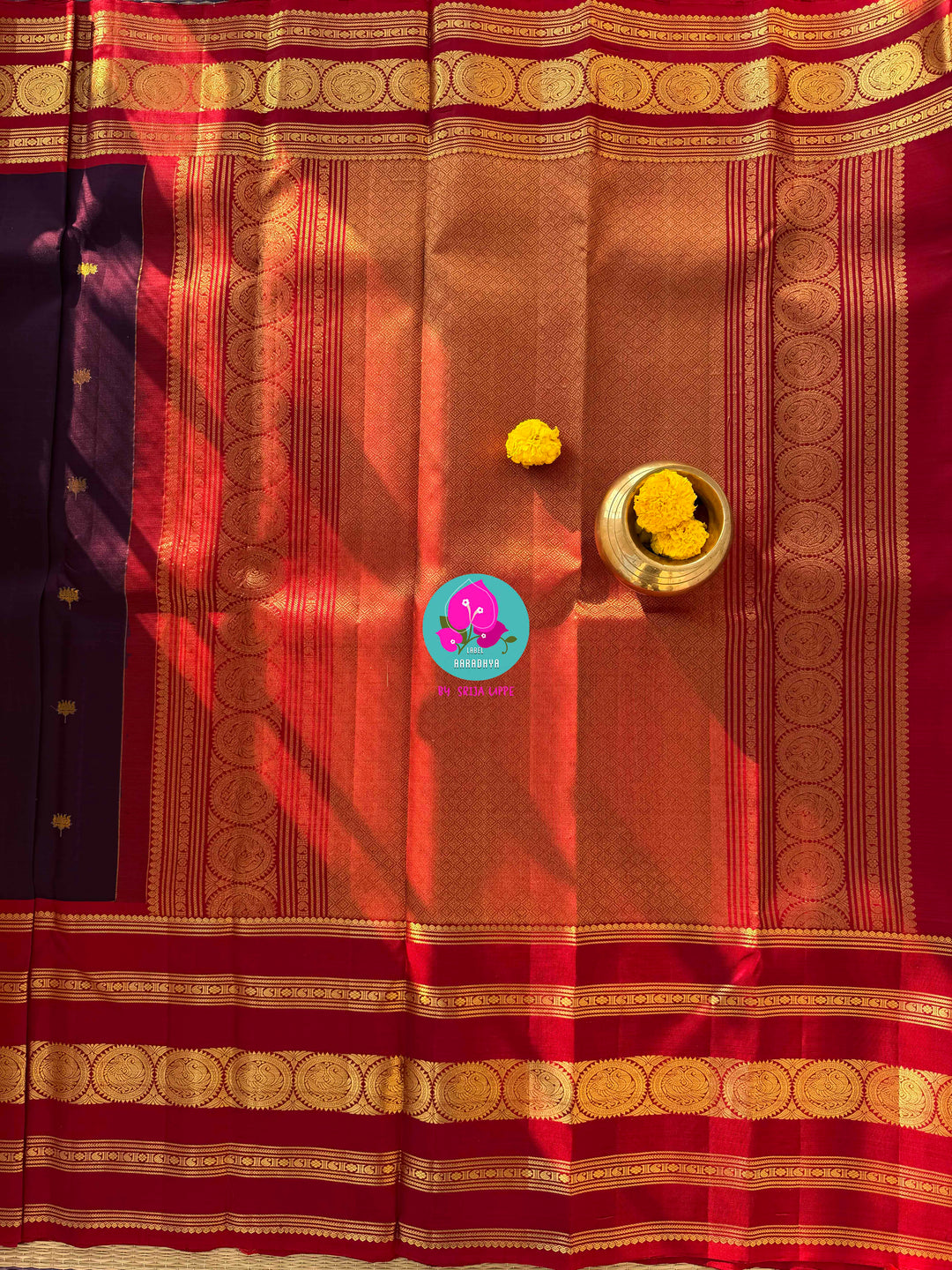 Maroon Bloom Kanchivaram – A Lotus Woven in Gold