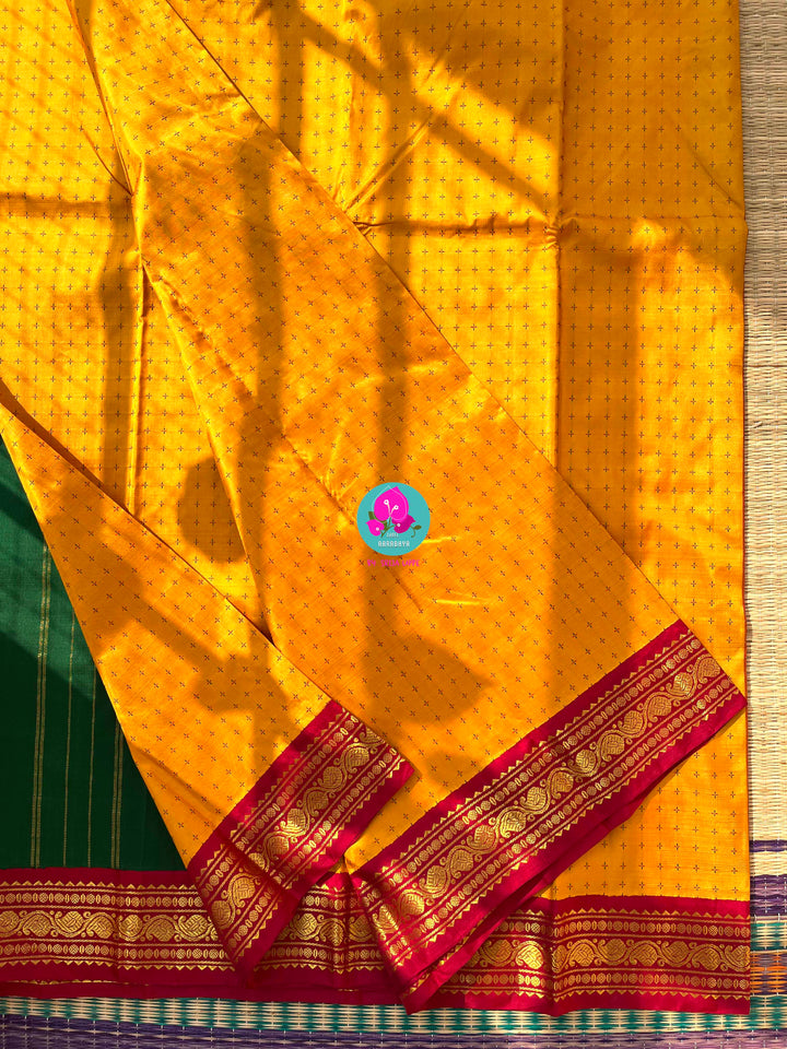 A Mother's Treasure: Festive Kanchipattu Silk with Unique Baby Feet Detailing