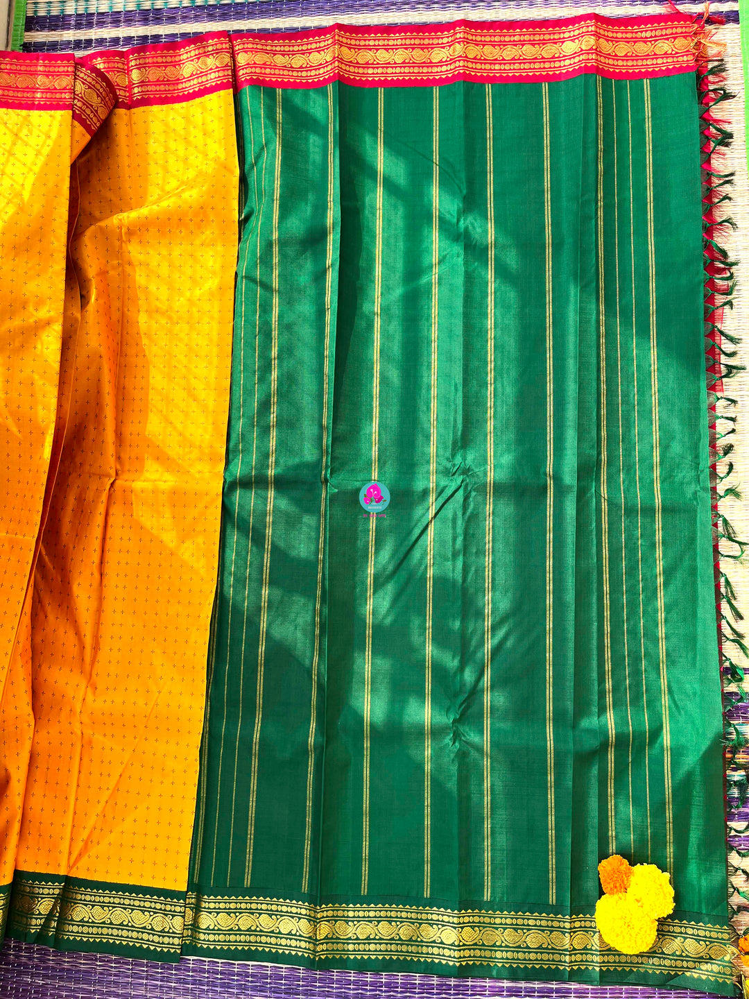 A Mother's Treasure: Festive Kanchipattu Silk with Unique Baby Feet Detailing
