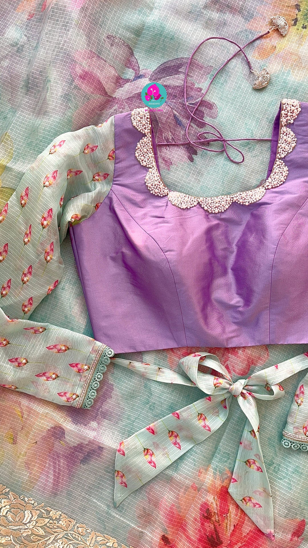 Kota silk saree in pretty floral design With embroidery at border
