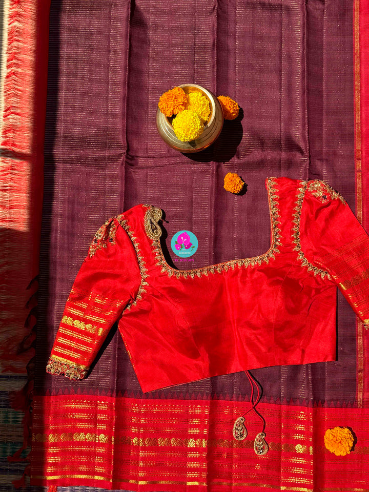 The Earth’s Golden Whisper: Mahogany & Crimson Vaira Oosi Kanchipattu