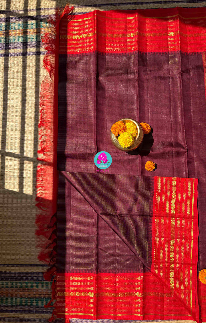 The Earth’s Golden Whisper: Mahogany & Crimson Vaira Oosi Kanchipattu