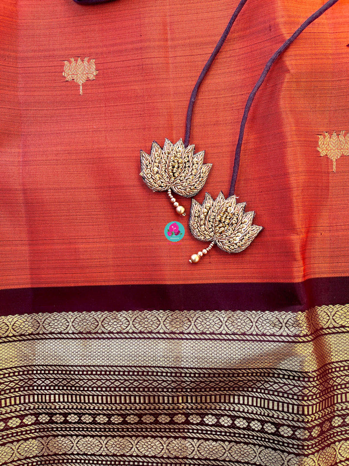 Pure 2g zari Kanchipattu saree with hand embroidered blouse