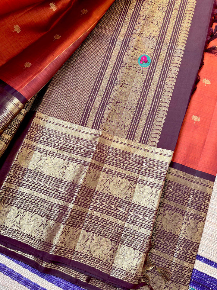 Pure 2g zari Kanchipattu saree with hand embroidered blouse