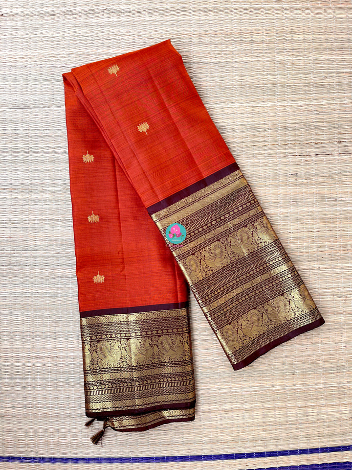 Pure 2g zari Kanchipattu saree with hand embroidered blouse