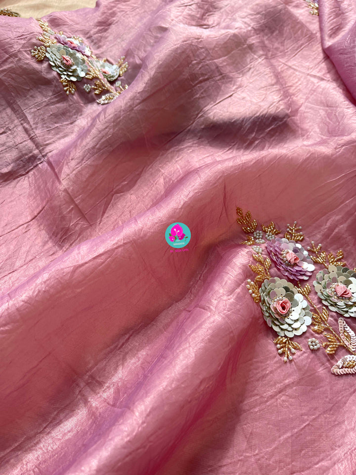 Sequins Embroidered Saree with Hand Embroidered Blouse