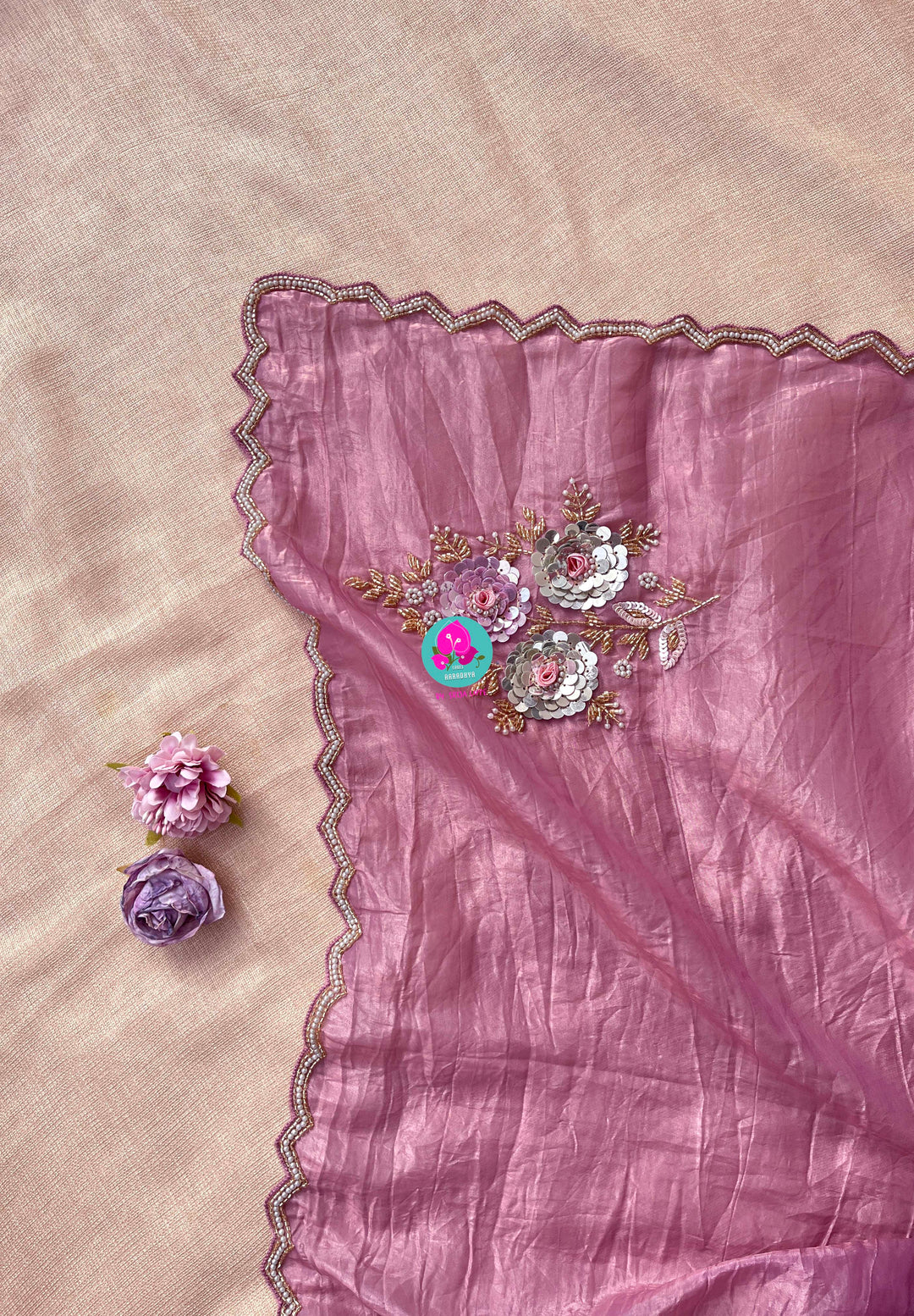 Sequins Embroidered Saree with Hand Embroidered Blouse