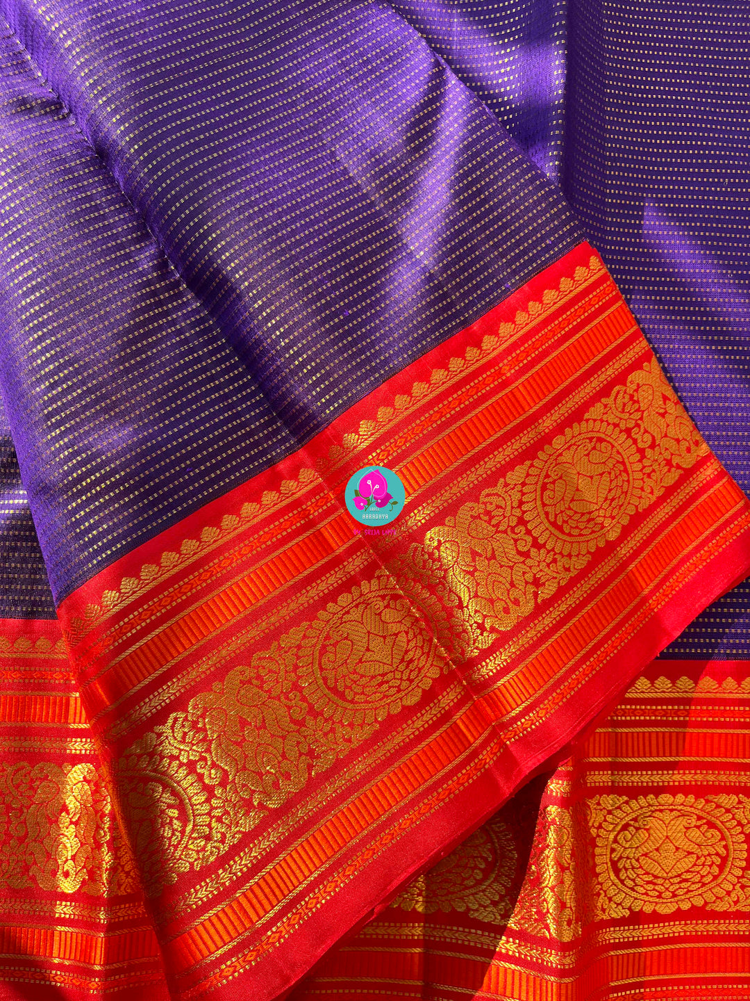 3g zari vaira oosi design traditional vintage peacock border Kanchipattu saree