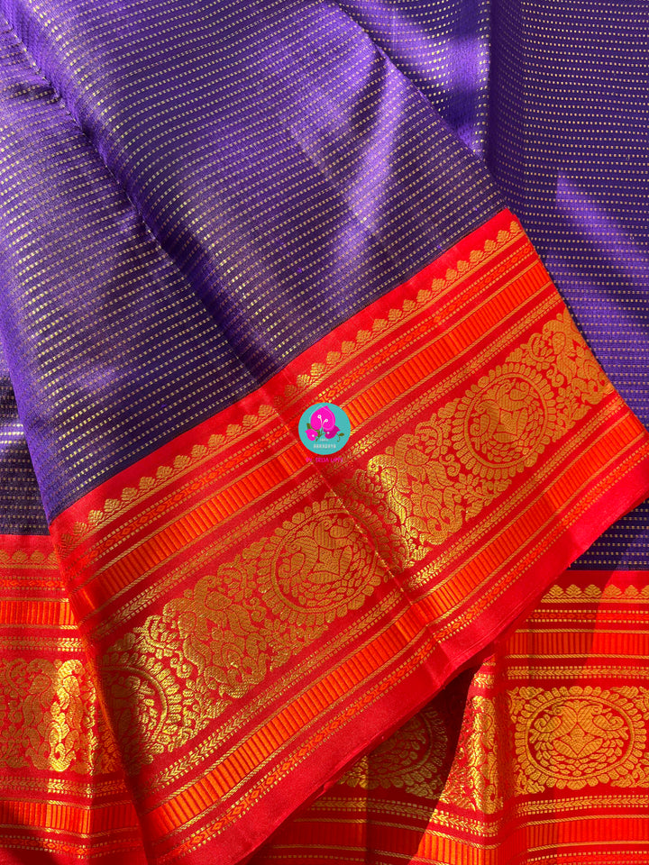 3g zari vaira oosi design traditional vintage peacock border Kanchipattu saree