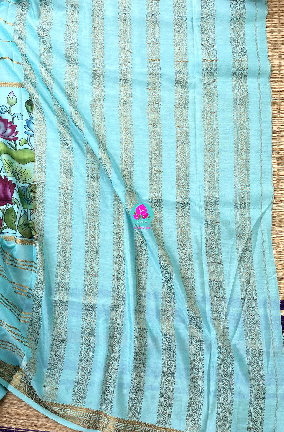Pure Mysore crape saree with kalamkari floral print paired with Silk Blouse