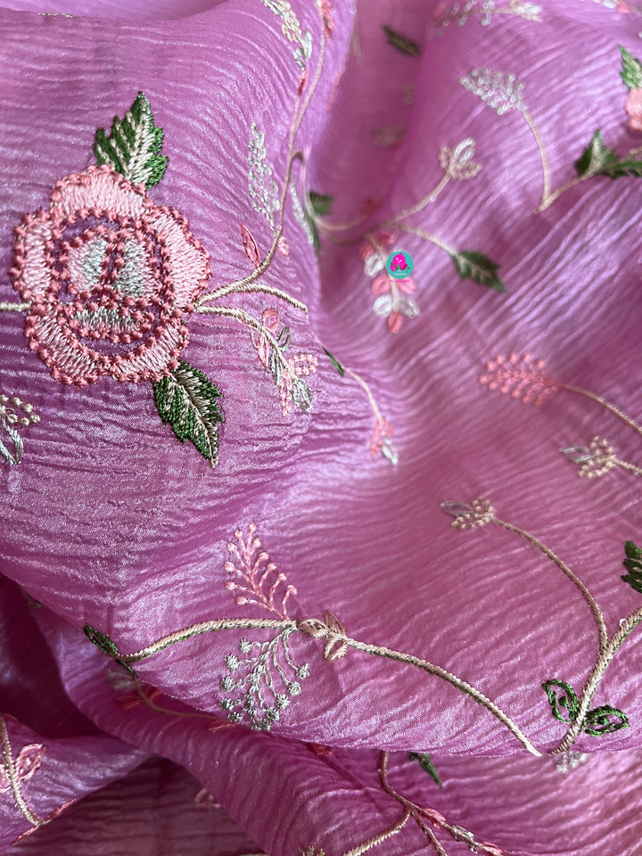Soft crush tissue saree in beautiful shade of rose