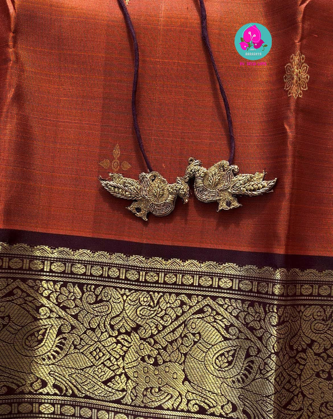Pure 2g zari Kanchipattu saree with hand embroidered blouse