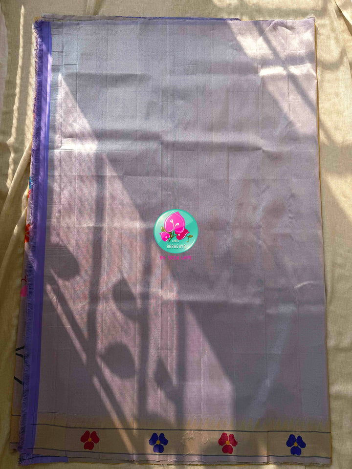 Lavender Luster: Pure Tissue Silk with Timeless Paithani Artistry