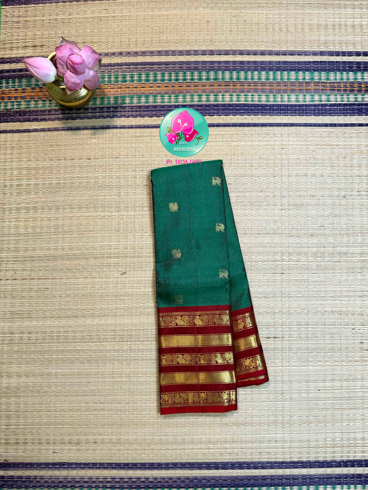 Emerald Enchantment: Pure 2G Kanchipattu with Vaira Oosi & Grand Animal Motifs