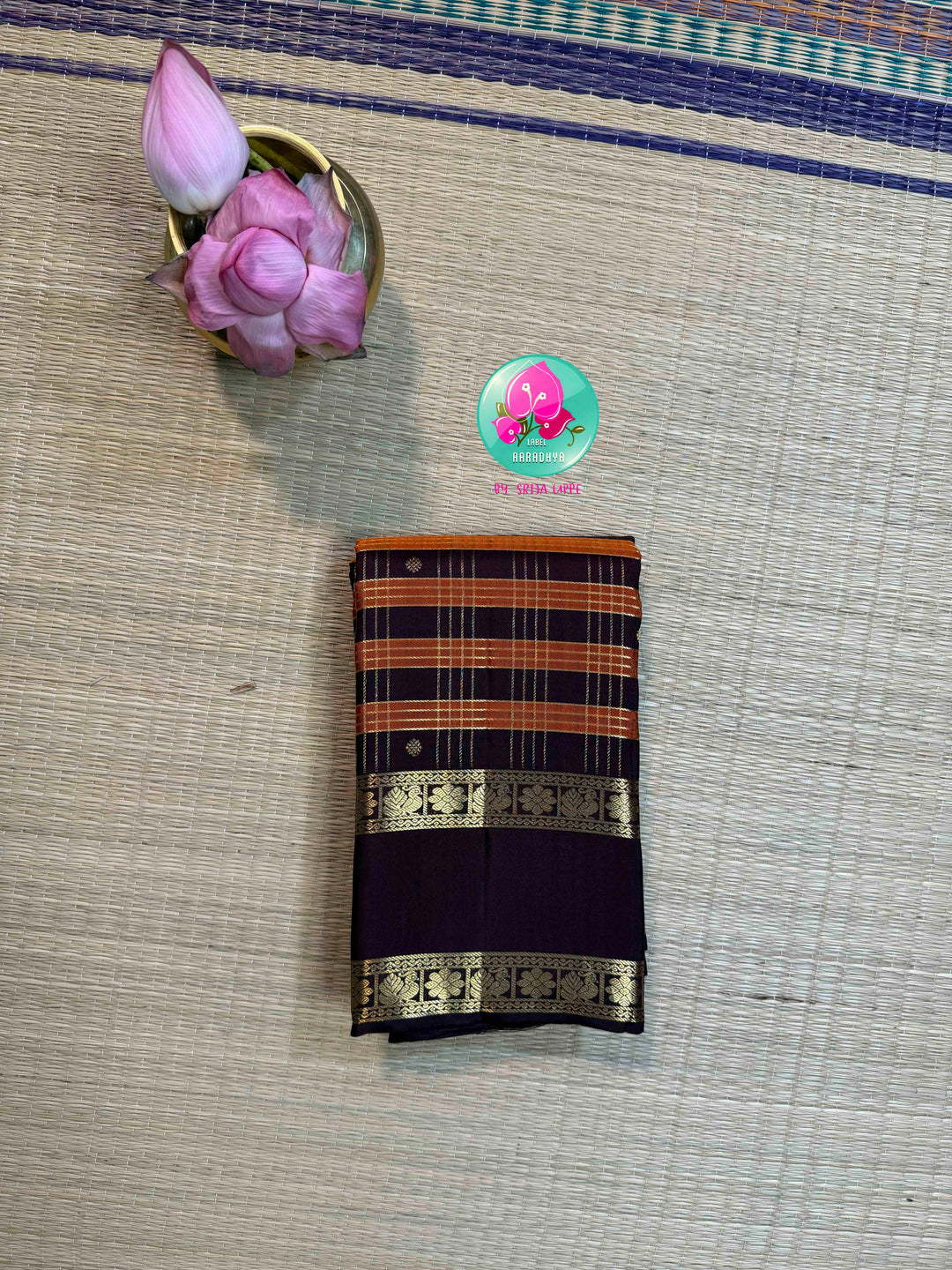 Autumn Embers: Trending Rust Orange Kanchipattu Saree with Earthen Brown Majesty