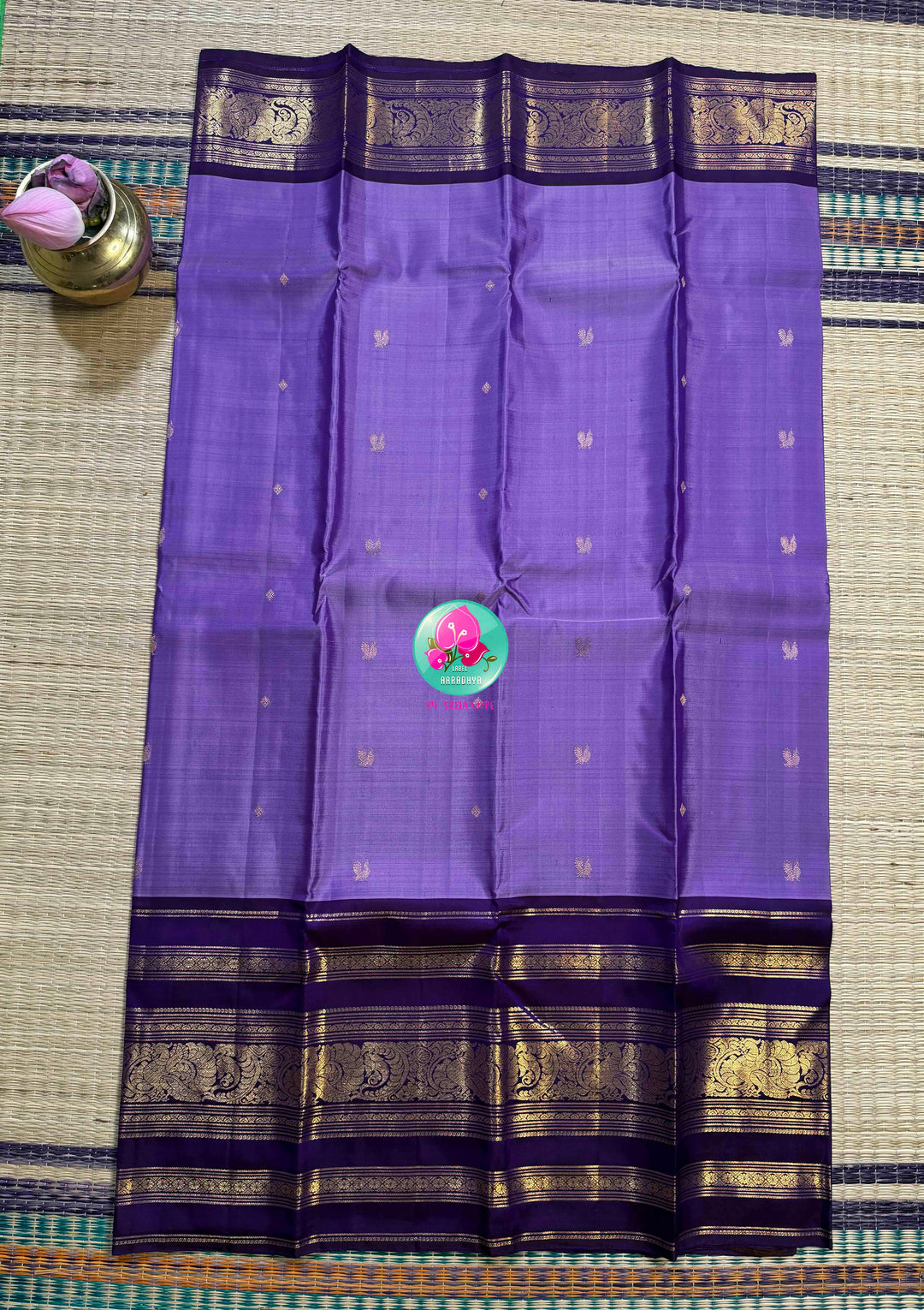 Amethyst Twilight: Lavender 2G Kanchipattu silk Saree with Regal Purple Grand Borders