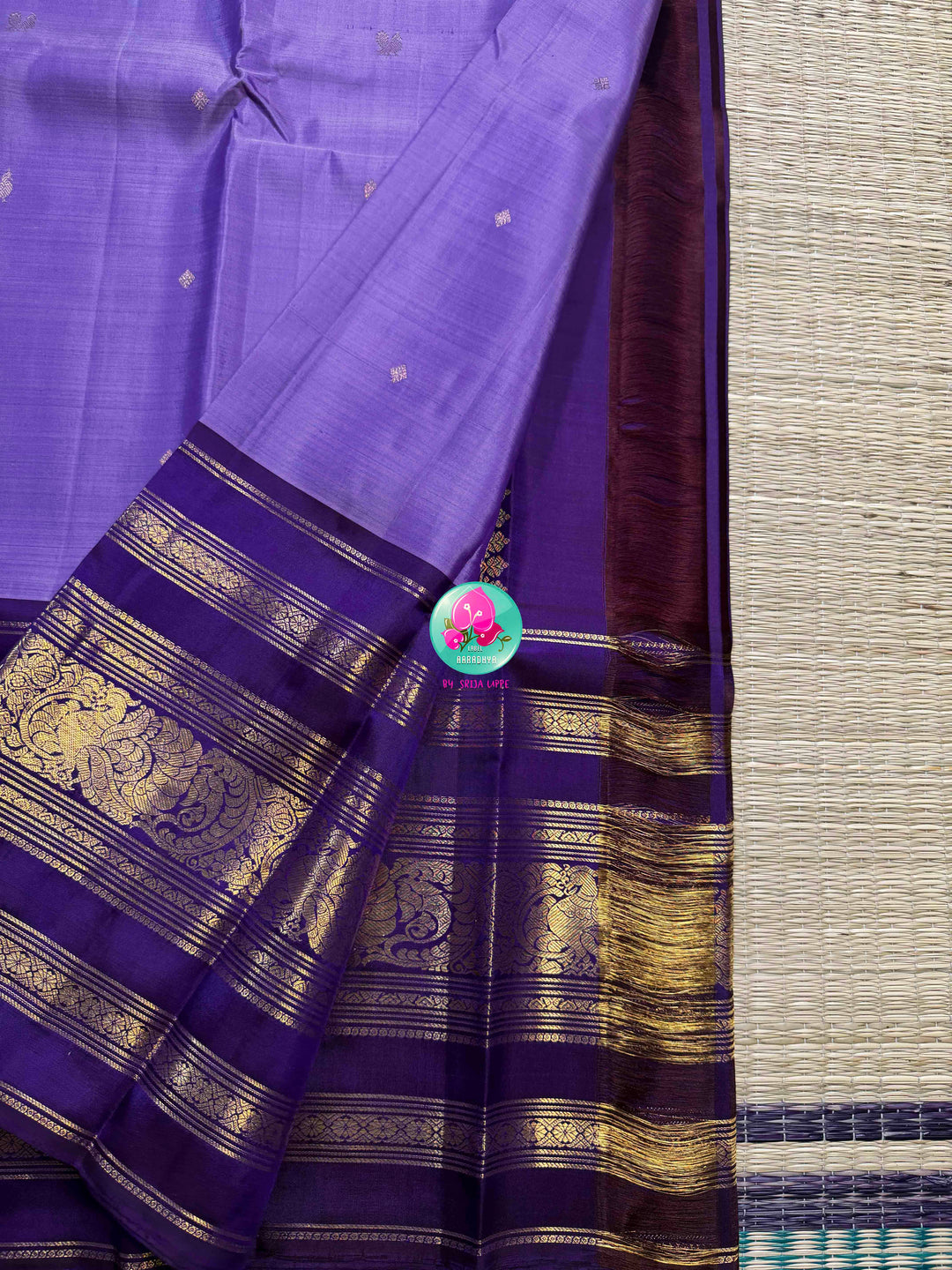 Amethyst Twilight: Lavender 2G Kanchipattu silk Saree with Regal Purple Grand Borders