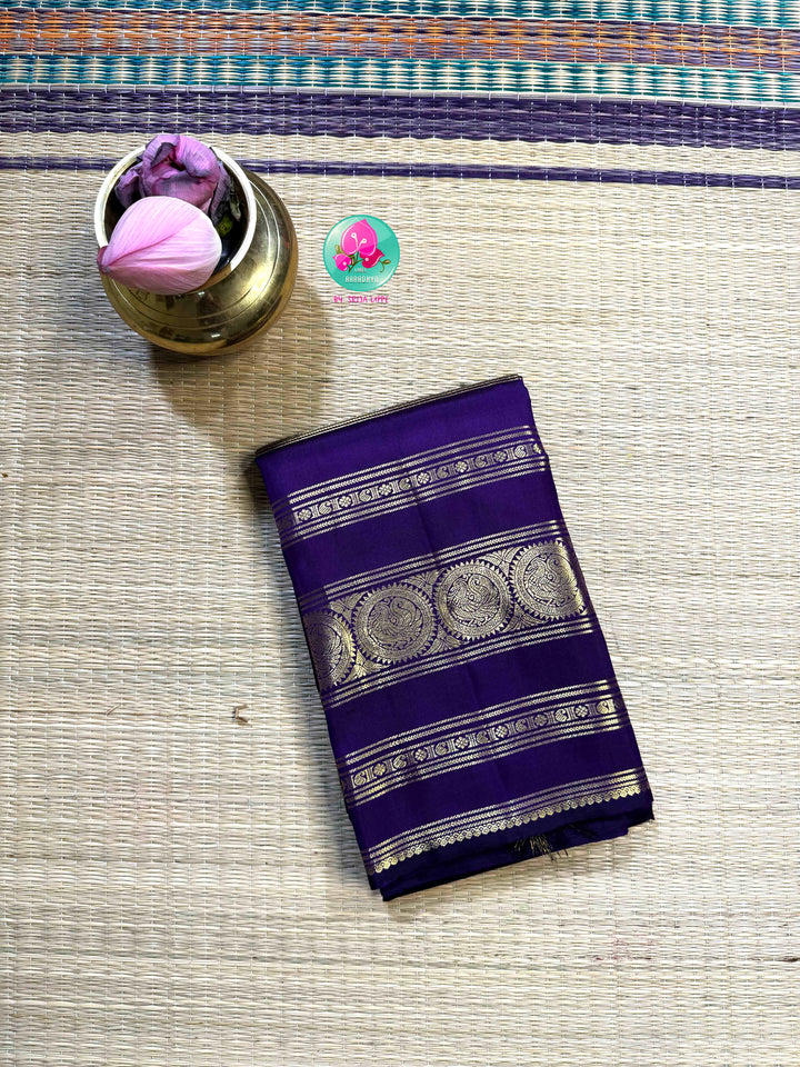 Amethyst Majesty: Deep Purple 2G Kanchipattu Saree with a Grand Imperial Border