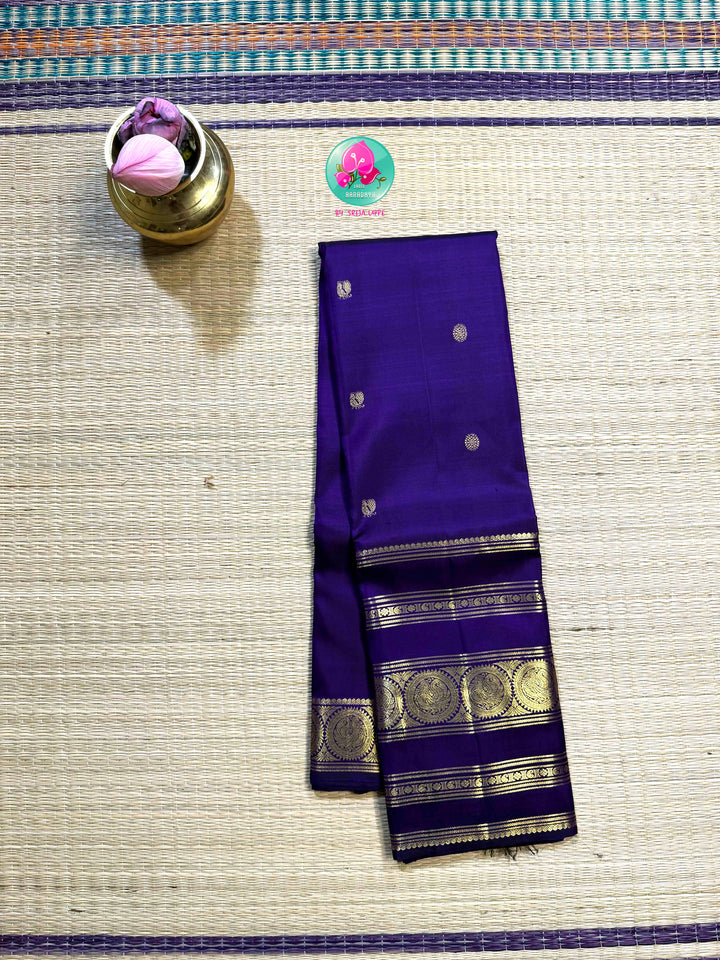 Amethyst Majesty: Deep Purple 2G Kanchipattu Saree with a Grand Imperial Border