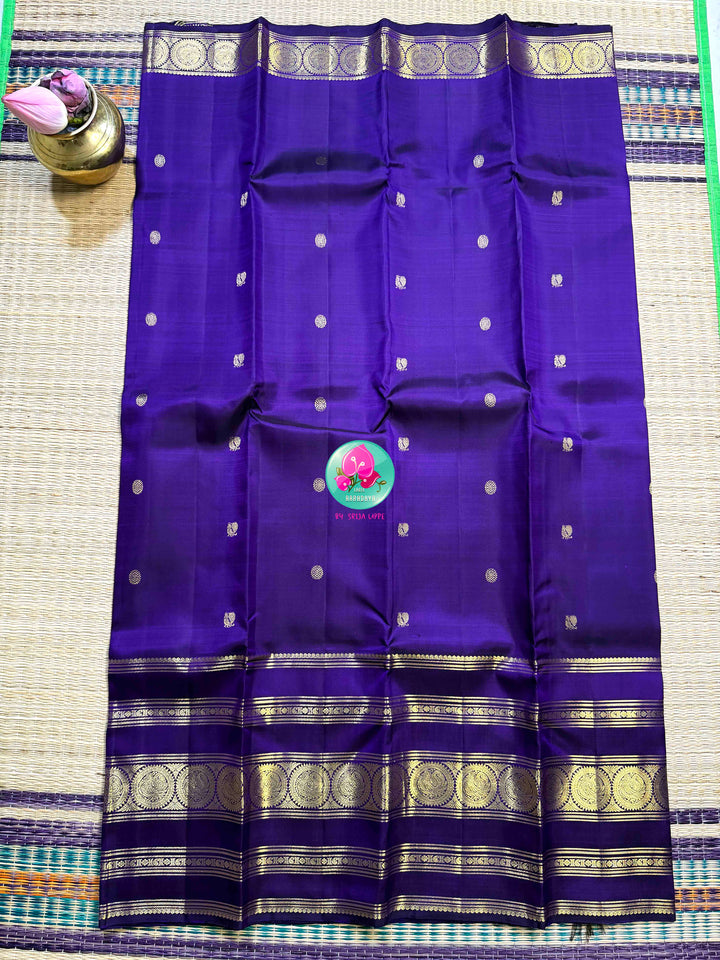 Amethyst Majesty: Deep Purple 2G Kanchipattu Saree with a Grand Imperial Border