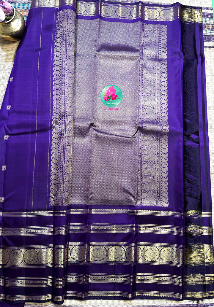 Amethyst Majesty: Deep Purple 2G Kanchipattu Saree with a Grand Imperial Border